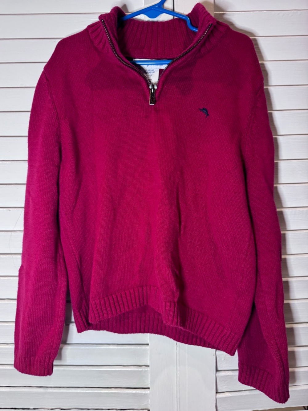 Tommy Bahama Boy’s Quarter Zip Sweater Red Size M 7 8 Cotton